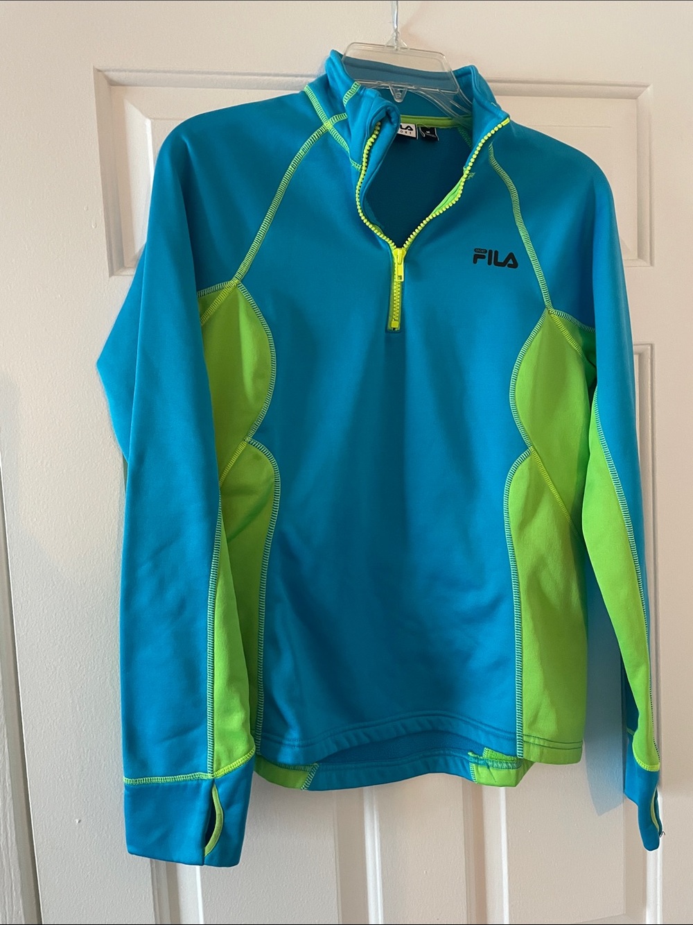 FILA Teal & Lime Green Half-Zip Athletic Pullover